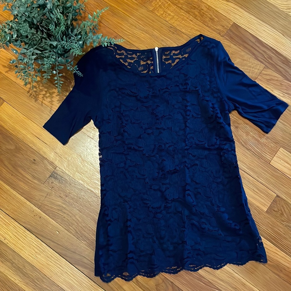 Navy lace top size small
